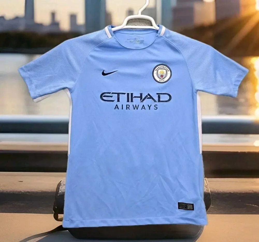 Nike FC Manchester City Jersey Boys Medium 2016 2017 Home Football Soccer Shirt